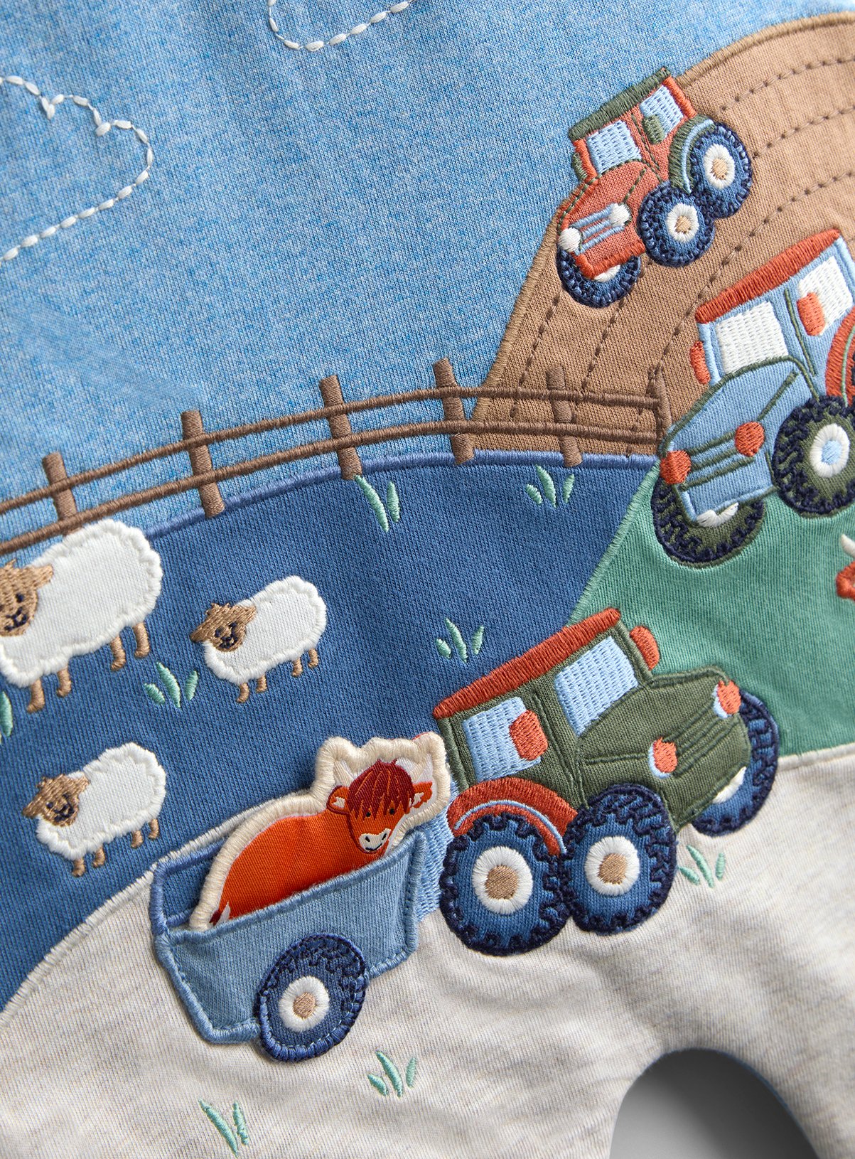 JOJO MAMAN BÉBÉ Tractor Scene Applique Romper 6-12 months - Image 3 thumbnail